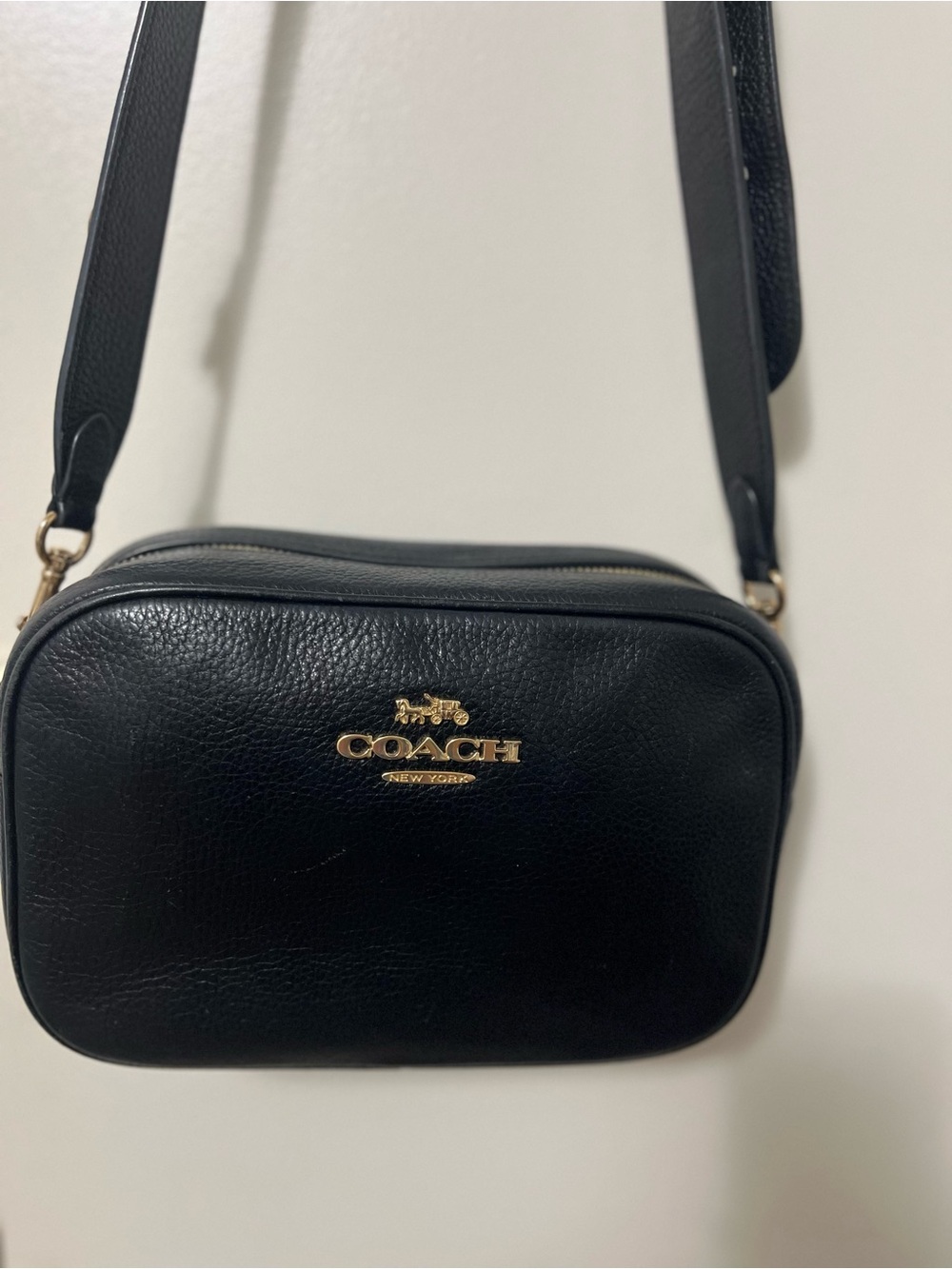 Coach Jamie Camera Bag - Black Leather Crossbody with Gold Logo